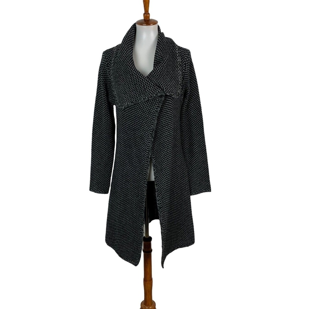 Ronen Chen Cardigan Sweater 1 Wool Blend Gray Long Open Front Minimalist Chic